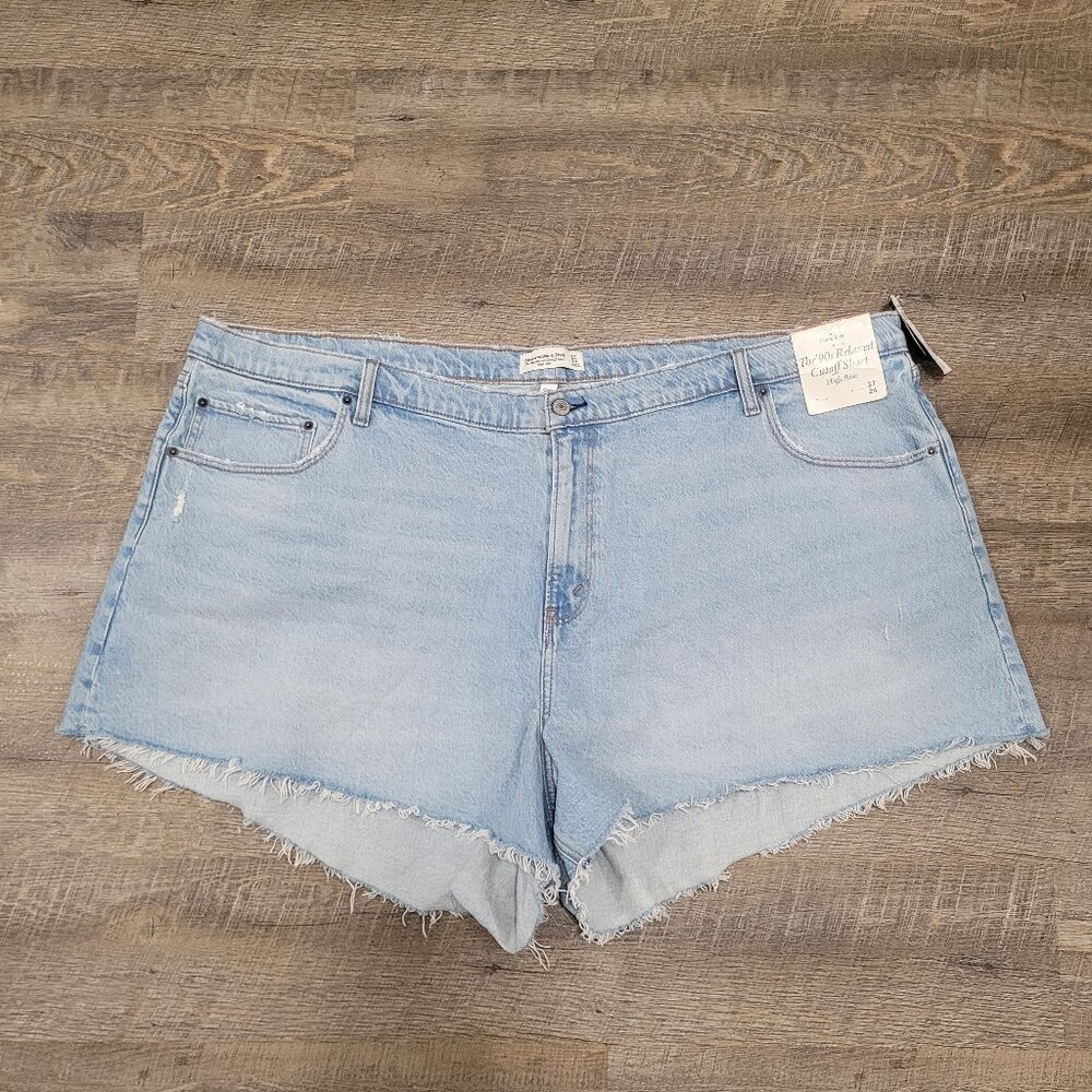 NWT ABERCROMBIE & FITCH | Curve Love The '90s Relaxed Cutoff Shorts | Sz. 24